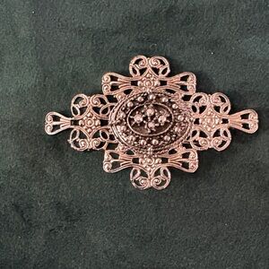 Vintage Elegant Silver Marcasite Filigree Brooch